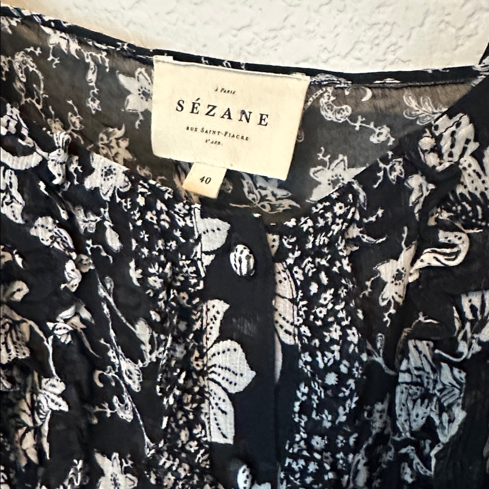 Sezane Jihane Floral Patchwork Ruffle Blouse - image 5